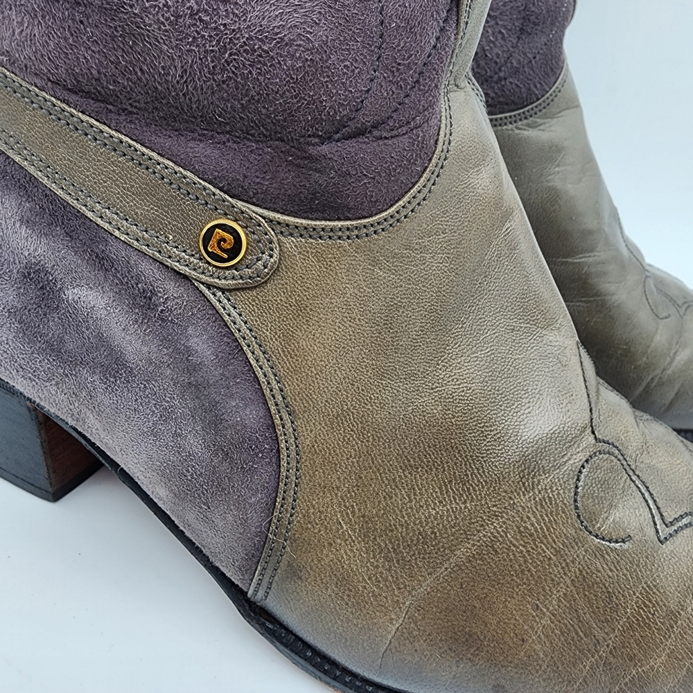 Pierre Cardin 80's Vintage Western Style Leather Boots Two Tone Size 9 - Picture 13 of 16